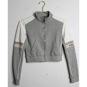 MDV Crop Tracksuit Jacket - Cream & Gray - 8